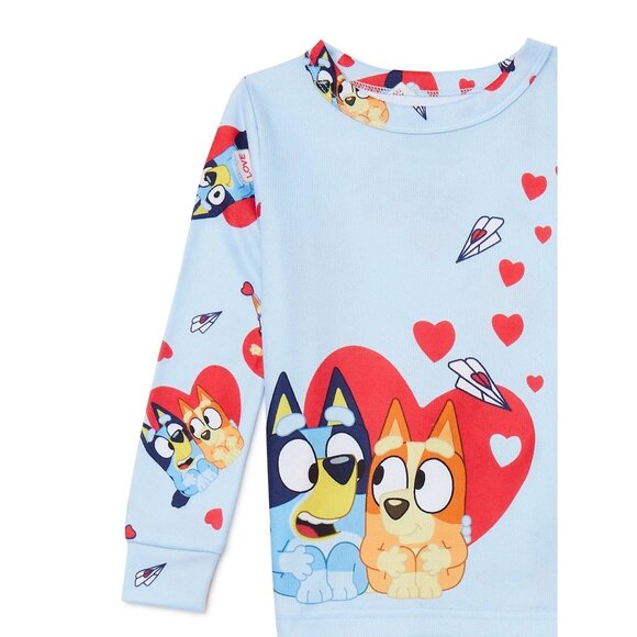 Character Bluey Toddler Unisex Valentine's Day Pajama Set, 2-Piece, Sizes 12M-5T - Picture 7 of 15